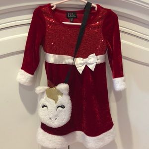 Lilt Santa Dress with Unicorn Purse